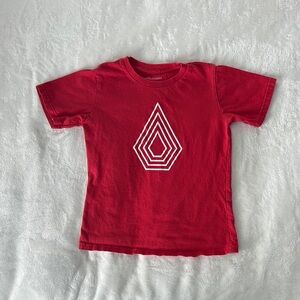 Volcom Red Short Sleeve Tee with Geometric Design